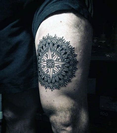 geometric mens thigh tattoo